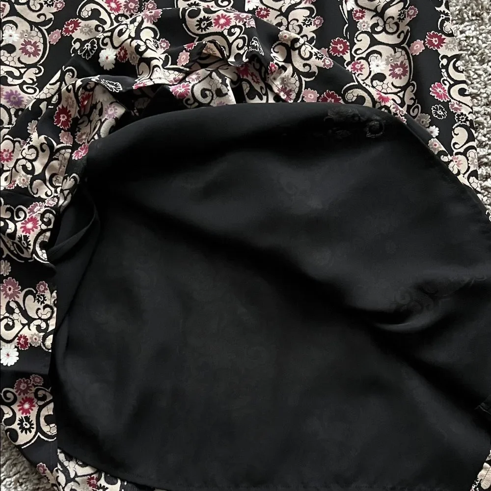 ALFANI Floral Black and Pink Women's Silk Skirt in Size 8P